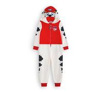Paw Patrol Marshall Tutina per Bambini e Bambine | Pigiama Tutto-in-Uno per Bambini in Bianco e Rosso | Tuta da Notte Unisex con Cappuccio Ricamato e Orecchie 3D
