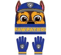 Paw Patrol Set Berretto E Guanti Per Bambini, Set Berretto E Guanti Chase Con Orecchie 3D, Blu, Taglia Unica