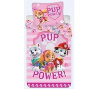 Paw Patrol - Set copripiumino 140 x 200 cm + federa 65 x 65 cm, in cotone, colore: Rosa, Marshall, Skye e Everest