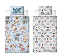 Paw Patrol, set copripiumino singolo per bambini, reversibile, double-face, con federa coordinata con Rubble, Chase, Marshall e Skye