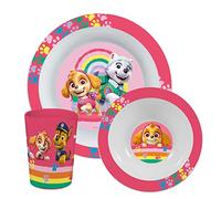 Paw Patrol Set da Colazione, Set di Stoviglie da 3 Pezzi con Piatto, Ciotola e Tazza per Bere, Stoviglie per Bambini in Plastica, Lavabili in Lavastoviglie/Microonde