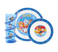 Paw Patrol Set da tavola da 3 pezzi - include piatto, ciotola e bicchiere con cannuccia Twisty con Chase, Marshall, Rubble, Skye ed Everest dai 48 mesi in su