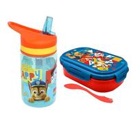 Paw Patrol, set di 3 bottiglie in plastica Tritan senza BPA, contenitore per il pranzo a 2 scomparti con forchetta 3 in 1, borraccia a tenuta stagna da 400 ml, per bambini, ragazzi, palestra