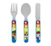 PAW Patrol Set di 3 posate in metallo, riutilizzabili, coltello, forchetta e cucchiaio, per bambini, in acciaio inox per alimenti e plastica ABS, per bambini dai 36 mesi in su