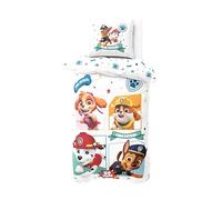 Paw Patrol - Set di biancheria da letto in flanella, 135 x 200 cm + 80 x 80 cm, certificato Öko-Tex, chiusura lampo, morbido e caldo per bambini, motivo: Paw Patrol Personaggi Chase Skye Marshall