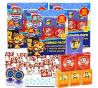 Paw Patrol - Set di bomboniere per feste con 60 scatole per bomboniere con adesivi, tatuaggi e timbri, per compleanno dei bambini, scatole premio in classe Paw Patrol