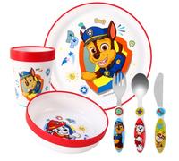 Paw Patrol, set di stoviglie riutilizzabili per bambini, 6 pezzi, piatto, ciotola, tazza, coltello, forchetta, cucchiaio, posate per bambini