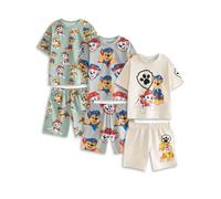 Paw Patrol Set Pigiama Boys Verde Chiaro, Grigio e Crema | Confezione Multipla da 3 Indumenti da Notte a Maniche e Gambe Corte | Abbigliamento da casa con Stampa di Chase, Marshall, Skye e Rubble