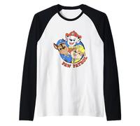Paw Patrol Smiling Pups Retro Badge Design Maglia con Maniche Raglan