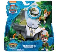 Paw patrol jungle pups, monkey vehicle di tracker, veicolo giocattolo con action figure da collezione dai 3 anni in su