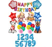 Paw Patrol: Super Pups - Include Rubble, Chase, Skye, Zuma, Rocky, Captain Turbot, Tracker e un osso per cani Paw Patrol, set di palloncini in foil, decorazione per camera da letto, decorazione per la