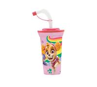 PAW PATROL Tazza per Bambini con Cannuccia e Coperchio Integrati, Recipiente per Bevande con capacità di Circa 430 Ml, Ottimo per Bevande Fredde