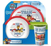 Paw Patrol Teamwork Bicchiere, Ciotola, Piatto, Multi, Set di 3