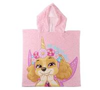 Paw Patrol Telo Mare con Cappuccio Bambina Skye, Poncho Microfibra Premium 250gr 55x110 cm, Asciugamano a Mantella Rosa Accappatoio per Piscina e Spiaggia, 2-6 Anni [10687 Rosa]