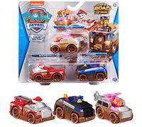 PAW PATROL Cane True Metal-Confezione da 3 Auto Giocattolo Skye, Chase e Marshall, Scala 1:55, per Bambini dai 3 Anni in su, Motivo: Fango Fuoristrada, Colore Marrone, 6060795