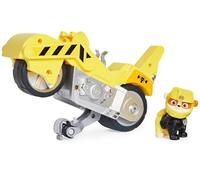 PAW Patrol , veicolo Moto Pups di Rubble, motocicletta con motore a retrocarica e personaggio, per bambini dai 3 anni in su
