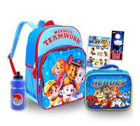 Paw Patrol Zaino con portapranzo - Bundle con borsa da scuola da 40,6 cm, borsa per il pranzo, adesivi, bottiglia d'acqua, altro | Zaino scolastico Paw Patrol per ragazzi, ragazze, bambini