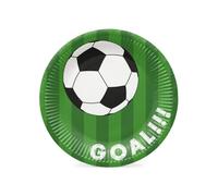 PAW - Piatti Carta Compleanno (23 cm) I 8 Pezzi I Piatti Monouso Ideali per Matrimonio, Comunione, Feste, Compleanno I Stampa su Piatti di Carta a Base d'Acqua I Pallone da Calcio