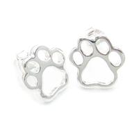 Paw Print orecchini a bottone in argento sterling x 1 paio di orecchini con stam