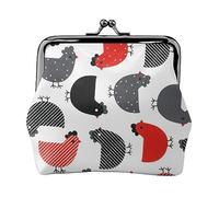 Paw Prints - Portamonete da donna con stampa artistica, in pelle sintetica, con chiusura a bacio, Creative Cartoon Chicken, Taglia unica, Vintage