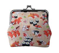 Paw Prints - Portamonete da donna con stampa artistica, in pelle sintetica, con chiusura a bacio, Delizioso Sushi, Taglia unica, Vintage