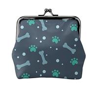 Paw Prints - Portamonete da donna con stampa artistica, in pelle sintetica, con chiusura a bacio, Ossa e artigli per cani, Taglia unica, Vintage