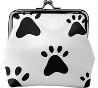 Paw Prints Portamonete in pelle da donna con motivo senza cuciture, piccolo portamonete con chiusura a chiusura a scatto Portafoglio con fibbia per regalo ragazza
