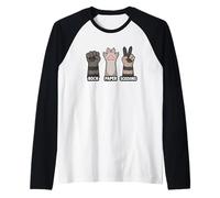 Paw Racoon Rock Paper Scissors Humor Maglia con Maniche Raglan