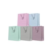 PAW - Sacchetti regalo 20 x 25 x 10 cm - Confezione da 10 sacchetti regalo con manico in tessuto | Mix di 5 colori a tinta unita | Eleganti borse per compleanni, matrimoni, baby shower, feste e regali