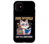 Paw-sitively Lost in a Good Book Cute Reading Cat Custodia per iPhone 11