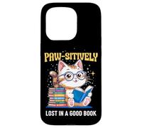 Paw-sitively Lost in a Good Book Cute Reading Cat Custodia per iPhone 15 Pro