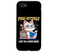 Paw-sitively Lost in a Good Book Cute Reading Cat Custodia per iPhone SE (2020) / 7/8