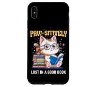 Paw-sitively Lost in a Good Book Cute Reading Cat Custodia per iPhone XS Max