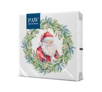 PAW Tovaglioli 33 x 33 cm, 20 pezzi - Cerchio Gioioso Di Babbo Natale | Tre veli, assorbenti e resistenti, decoro festivo per Natale e Avvento, atmosfera calda a tavola