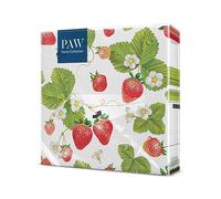 PAW Tovaglioli 33 x 33 cm, 20 pezzi - Fragole Con Api | Tre veli, assorbenti e resistenti, decorazione per compleanno, matrimonio e merenda, porta colore in tavola