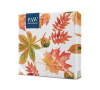 PAW - Tovaglioli a 3 strati (33 x 33 cm) | 20 pezzi | Perfetti per compleanni, feste | Decorazioni autunnali per la tavola | Tovaglioli di carta colorati - Foglie, castagne | Colori autunnali