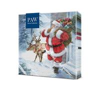 PAW - Tovaglioli di Carta (33 x 33 cm) I 20 Pezzi I Tovaglioli Carta I 3 Veli I Natale, Inverno, Neve, Babbo Natale I Colore: Santa is coming