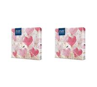 PAW - Tovaglioli di Carta Colorati (33 x 33 cm) I 20 Pezzi I Perfetto per Compleanni, Feste, Matrimoni, Comunione e Celebrazioni I Decorazioni da Tavola I 3 Veli I Palloncini a Cuore Rosa