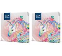 PAW - Tovaglioli di Carta Colorati (33 x 33 cm) I 20 Pezzi I Perfetto per Feste, Compleanni, Celebrazioni I Decorazioni da Tavola I 3 Veli I Tovaglioli di Carta con Motivo I Testa di Fiore Unicorno