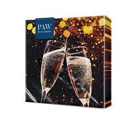 PAW - Tovaglioli di Carta Colorati (33 x 33 cm) I 20 Pezzi I Tovaglioli Compleanno I Champagne, Bicchieri, Bollicine I 3 veli I Tovaglioli di Carta Decorati per Compleanni e Feste - Sparks