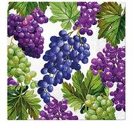 PAW - Tovaglioli di Carta Colorati (33 x 33 cm) I 20 Pezzi I Tovaglioli Compleanno I Frutti, Uve I 3 veli I Tovaglioli di Carta Decorati per Compleanni e Feste - Natural Grapes