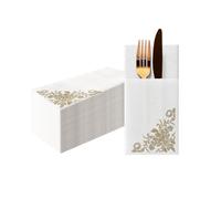 PAW - Tovaglioli di Carta Colorati - Airlaid (1/8 pocket) I Tovaglioli Stoffa Colorati - Classico, Oro I Tovaglioli Ideali per Pasqua, Natale, Feste, Matrimoni, Battesimi - Golden ornament