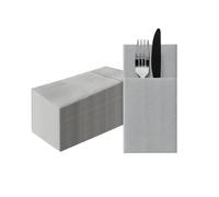 PAW - Tovaglioli di Carta Colorati - Airlaid (1/8 pocket) I Tovaglioli Stoffa Colorati - Monocromatico, Argento I Tovaglioli Ideali per Pasqua, Natale, Feste, Matrimoni, Battesimi - Monocolor silver