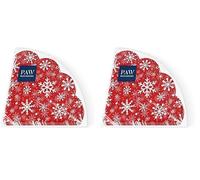 PAW - Tovaglioli di Carta Natale (Ø 32 cm) I 12 Pezzi I Tovaglioli di Carta Rotondi I Tovaglioli di Carta Natalizi - Natale, Inverno, Vacanze, Neve, Fiocchi di Neve I Christmas Snowflakes light red