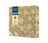 PAW - Tovaglioli di Carta Natale (33 x 33 cm) I 20 Pezzi I Decorazioni da Tavola Stampate su Entrambi I 3 Veli I Tovaglioli Carta - Inverno, Neve, Fiocchi di neve, Oro I Christmas Snowflakes Gold