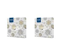 PAW - Tovaglioli di Carta Natale (33 x 33 cm) I 20 Pezzi I Tovaglioli Carta I 3 Veli I Natale, Inverno, Stelle, Neve I Colore: Snowflakes silver (Confezione da 2)