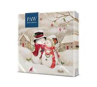 PAW - Tovaglioli di Carta Natale (33 x 33 cm) I 20 Pezzi I Tovaglioli Carta I 3 Veli I Natale, Inverno, Stelle, Neve, Pupazzi di Neve I Colore: Snowy Family