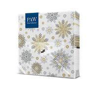 PAW - Tovaglioli di Carta Natale (33 x 33 cm) I 20 Pezzi I Tovaglioli Carta I 3 Veli I Natale, Inverno, Stelle, Neve I Colore: Snowflakes silver