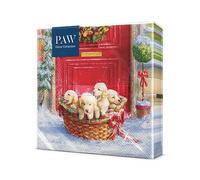 PAW - Tovaglioli di Carta Natale (33 x 33 cm) I 20 Pezzi I Tovaglioli di Carta Natalizi I 3 Veli I Inverno, Vacanze, Neve, Cani I Christmas Puppies