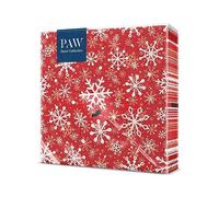 PAW - Tovaglioli di Carta Natale (33 x 33 cm) I 20 Pezzi I Tovaglioli di Carta Natalizi I 3 Veli I Inverno, Vacanze, Neve, Palle di Neve I Christmas Snowflakes light red